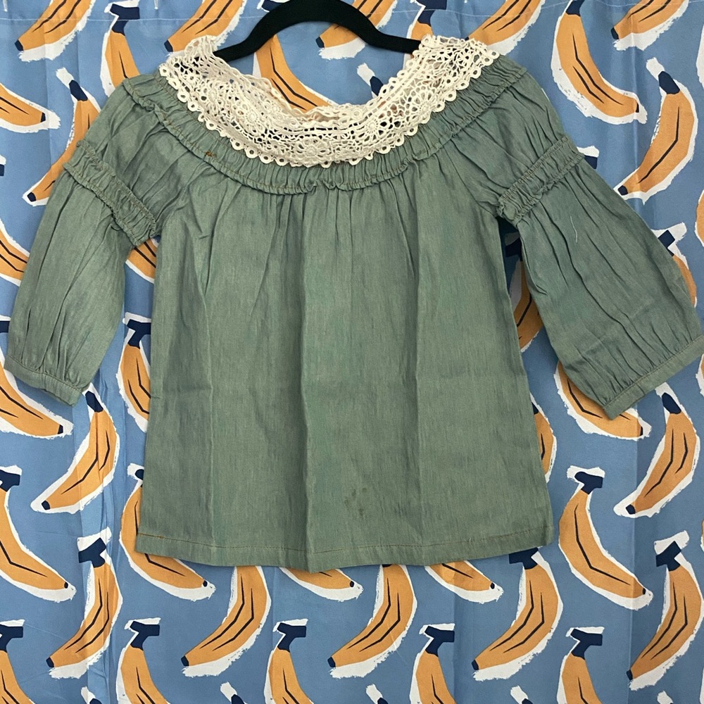 Hayden Girls -  Green Top with Lace Detail
